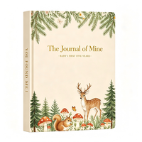 Diario de Bebé Personalizado con Tapa Dura, Libro de Recuerdos de los Primeros Cinco Años del Bebé con Diseño de Ciervo del Bosque, Regalo para Recién Nacidos