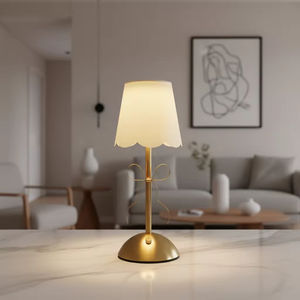 Modern American-style Dome Lampshade Battery-Powered <b>Touch</b> Control Dimmable LED Table <b>Lamp</b> Metal Base for Hotel/Restaurant Room - Product Image 3