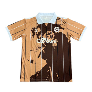 Wholesale Custom Breathable Quick Dry Polyester Football Shirts Retro Heat Press Logo Short Sleeve
