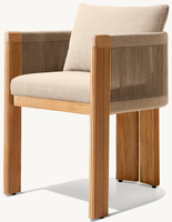 Ensemble de salle à manger en teck massif, tissé à la main, moderne, confortable, résistant aux intempéries, table et chaises, meubles de patio extérieur