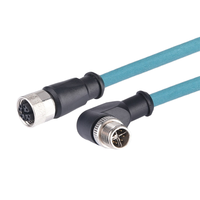 Connecteur coudé M12 X Code 1m Mâle Femelle PUR Vert Foncé Cat 6A Câble Ethernet 4x2x26AWG 1m Cuivre pour Surveillance Ferroviaire
