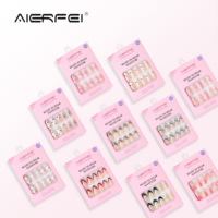 Faux ongles réutilisables AIERFEI, design luxueux, marbrés colorés, dégradés, faux ongles artificiels, fournitures pour ongles