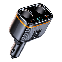 Pengisi daya mobil 6 dalam 1 145W soket pemantik daya Ultra tinggi 80W soket tipe C PD45W hitam pengisian daya Super cepat