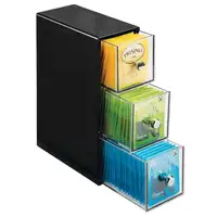 Boîte de rangement de sacs de thé, comptoir en acrylique transparent, 3 tiroirs, distributeur de sachets de thé, vente en gros, pièces