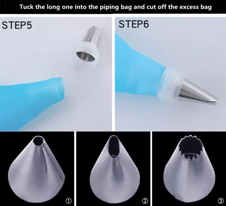 Hot Selling 8-piece set Reusable Pastry piping Bags Silicone Icing Bag Cake DIY Decorating Baking Tool Piping set