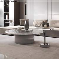 Gainsville Furniture Pied en acier inoxydable Table basse ronde Salontafel design italien de luxe avec dessus en acrylique