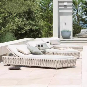 Chaise longue d'extérieur en corde tressée, chaise longue de plage, chaise longue de jardin, fauteuil <span class=keywords><strong>inclinable</strong></span> de loisirs imperméable - Product Image 5