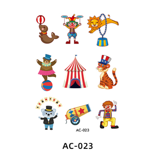 Adesivo del tatuaggio per bambini cartoni animati del Clown del circo magico per bambini adesivo del tatuaggio del fumetto temporaneo impermeabile - Product Image 5