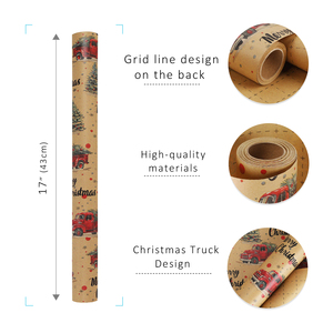 Matte Double-sided Pattern Coated Paper Vintage Bronzing Elk & Tree Pattern Christmas Wrapping Paper Roll Gift Decoration - Product Image 2