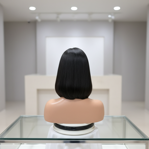 도매 천연 생모 HD 스위스 레이스 프론트 가발 투명 통기성 캡 자연스러운 보브 가발 - Product Image 1