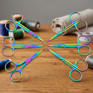 Ciseaux à cils en acier inoxydable arc-en-ciel, pointe de précision, lame lisse pour la coupe des sourcils et des cuticules - Product Image 2