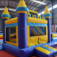 Châteaux gonflables KARRY Classic bleu et jaune, structure de jeux gonflable commerciale avec toboggan, PVC, garantie 3 ans, capacité 300-500 kg