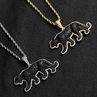 Pendentif guépard panthère léopard Hip Hop Iced Out Or Noir Pendentif collier panthère