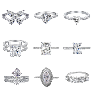 Anillo de promesa de moissanita de corte de pera de eternidad completa, regalo de fiesta de compromiso de boda de plata 925 para amantes, chapado en oro y rodio - Product Image 3