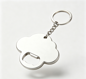Llavero Abridor de Botellas en Forma de Nube de Aleación de Zinc Plateado, Anillo de Llaves Metálico Personalizado, Regalo Promocional - Product Image 2