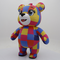 Costume de mascotte gonflable ours patchwork coloré pour adulte, tenue de dessin animé pour défilé de carnaval et promotion d'événements