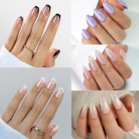 Automne Hiver Ongles Mat Appuyez sur Amande Courte Marque Privée Logo Personnalisé Marque Ongles Artificiels Gel Souple Faux Ongles