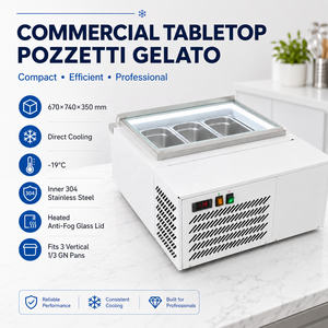 Congelatore Espositore Commerciale da Banco per Gelato Pozzetti con Vaschette GN, Congelatore da Banco per Gelato per Hotel e Piccoli Negozi - Product Image 1