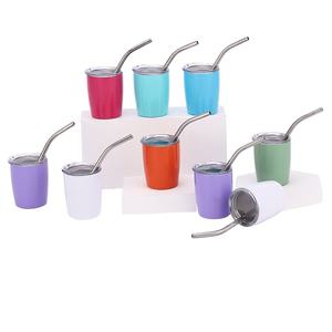 Mini 60ml 2oz doppia parete in acciaio inox tazza di vino rosso bicchiere da Cocktail auto da viaggio tazza per feste <span class=keywords><strong>Tumbler</strong></span> con coperchio e paglia all'ingrosso - Product Image 1