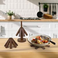 Ensemble d'accessoires de cuisine et de salle à manger en forme d'arbre, dessous de plat et dessous de verre en bois pour bouilloire, bols, tasses à thé, ustensiles de cuisine, tapis et tampons
