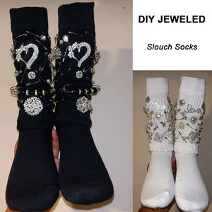 Personalizzato con strass scintillante Unisex in cotone e coscia con stivale alto e traspirante con calzini avvolti - Product Image 3