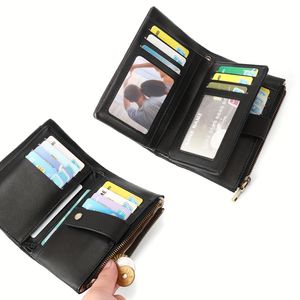 Cartera Corta de Piel Sintética PU para <span class=keywords><strong>Mujer</strong></span>, Estilo Moderno, con Cierre, Antirrobo, para Tarjetas y Monedas, Forro de Poliéster - Product Image 5
