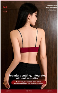 <span class=keywords><strong>Reggiseno</strong></span> <span class=keywords><strong>Rosso</strong></span> Estivo Sexy da Donna, Coppe 3/4 Sottili, <span class=keywords><strong>Push</strong></span>-<span class=keywords><strong>Up</strong></span>, Traspirante, Senza Ferretto, per Seni Piccoli - Product Image 3
