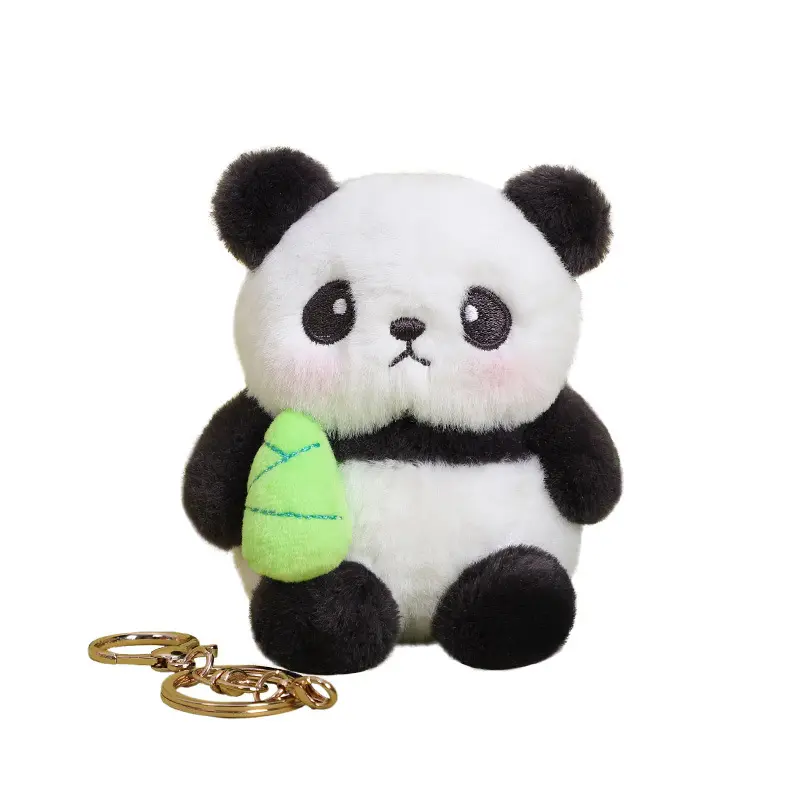 Creative panda bamboo shoot keychain Giant panda doll bag pendant cute animal plush toy