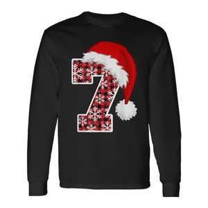 T-shirt à manches longues Plaid 7 Meme Xmas Santa Hat pour Noël - Product Image 1