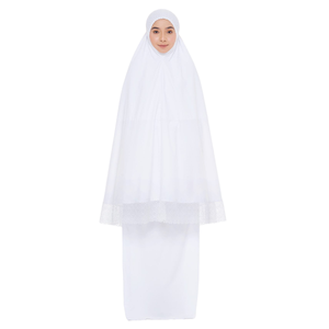 SIPO-Conjunto de dos piezas para mujer, ropa de encaje calado azul, Telekung, islam, musulmán - Product Image 1