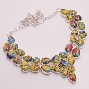 Collier personnalisé en argent Sterling, bijoux en pierres précieuses turquoises, bijoux en Stock - Product Image 1