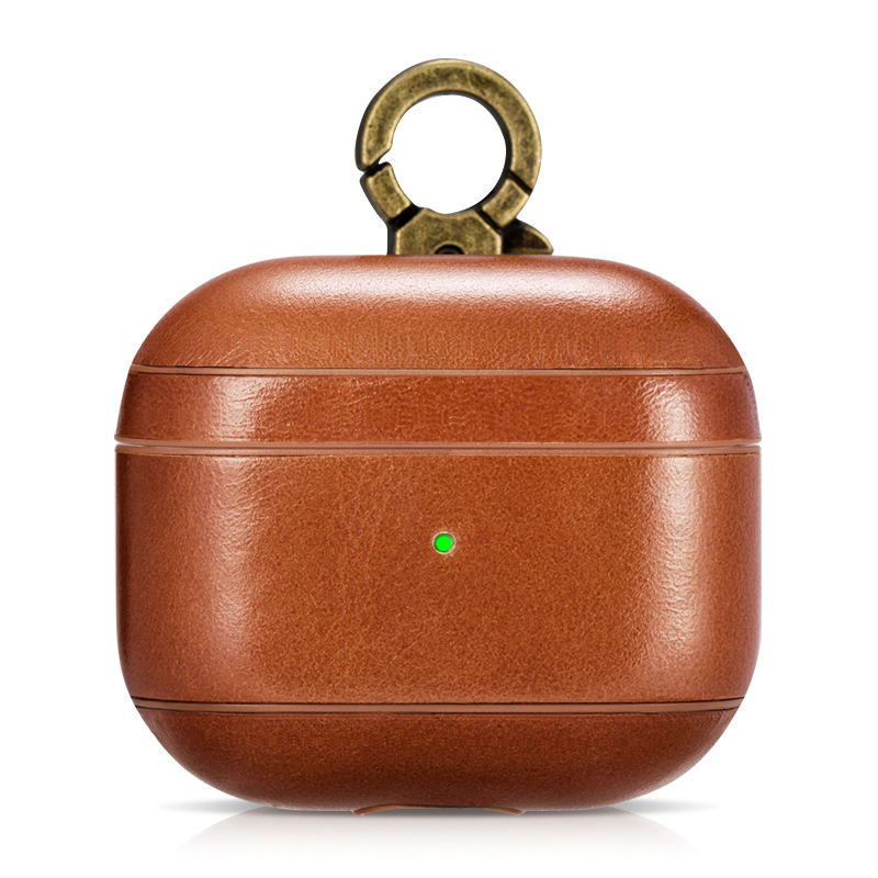 ICARER Real Leather Case for AirPods Protective Cover Shell for