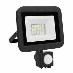 Proiettore LED piatto nero 10W con sensore, ideale per illuminazione decorativa e sigillatura in interni ed esterni. - Product Image 1