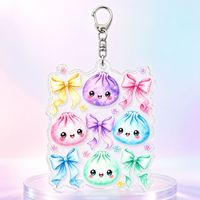 Porte-clés en acrylique personnalisé en gros, porte-clés Kawaii Bow Bao, breloque esthétique pastel, décoration de sac Coquette, cadeau personnalisé en vrac