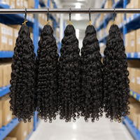 Extensions de cheveux humains en gros, bouclés style birman, invisibles, pour crochet, double épaisseur, vierges, bruts, bouclés birmanes