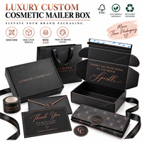Boîte d'expédition en carton ondulé noir personnalisée avec logo en feuille d'or rose, emballages cadeaux cosmétiques pour les marques de soins de la peau, de maquillage et de parfums