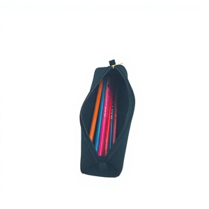 Neoprene school pencil case Black fabric pencil bag Zipper closure for school Office use neoprene pencil case - Product Image 5