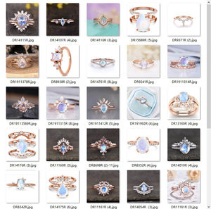 Anillos de Compromiso de Plata de Ley 925 Chapados en Oro Rosa al por Mayor, Anillo de Piedra Lunar Natural con Corte Ovalado - Product Image 5