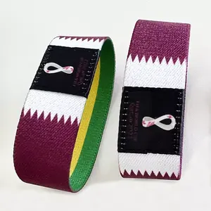 Fashion Polyester Woven Label Fabric Bracelet Custom Festival Events Elastic Wristband