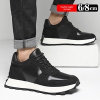 Chaussures en cuir véritable pour hommes, style rétro, à lacets, avec talon dissimulé de 8 cm/6 cm, haut de gamme, business-casual, sneakers rehaussantes en EVA