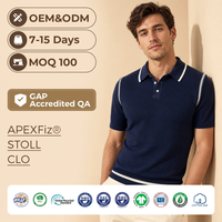 Pull en maille à col polo pour homme avec logo personnalisé, style preppy sport old money, 100% coton biologique OCS