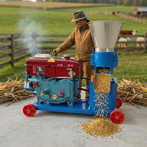 Machine à granulé<span class=keywords><strong>s</strong></span> d'aliments pour animaux entraînée par un moteur diesel, moulin à aliments pour animaux d'élevage portable à haut rendement pour bovins, ovins, lapins - Product Image 4