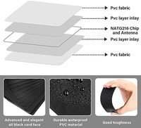 Cartes NFC vierges en PVC noir Puce de contrôle d'accès programmable numérique 888 octets de mémoire Compatible NFC Enabled Smart Phone