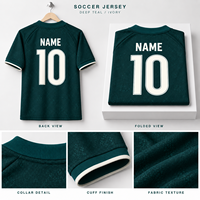 Maillot de football pour homme vert sarcelle foncé, respirant, anti-humidité, séchage rapide, en polyester, pour l'été – Vente en gros