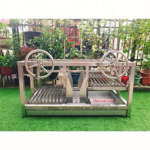 Parrilla <span class=keywords><strong>Argentina</strong></span>/Santa María/<span class=keywords><strong>Asado</strong></span> de Acero Inoxidable con Dos Ruedas Delanteras de Carbón Vegetal, Altura Ajustable - Product Image 4