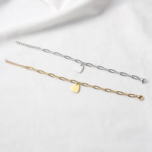 מפעל סיטונאי חדש מצופה זהב נירוסטה ללא צמיד קסם לב לנשים - Product Image 5