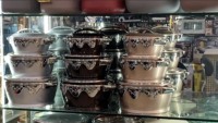 Elegantes 3-teiliges Isoliertes Speisewärmer-Set 2,3L 4,5L 6,5L Thermische Warmhaltebehälter Glänzende Silberfarbe mit Wellenrand Serviertöpfe für Partys