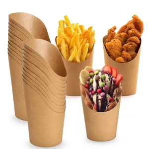 Tazza di patatine fritte da portare fuori per feste Waffle scatole di carta per Popcorn cibo Sandwich porta tazze di carta Kraft carta per friggere