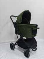 Poussette pour chien de luxe écologique à ouverture d'une seule main, pliage instantané, fenêtre respirante, 4 roues, matériau en aluminium, poussette de voyage