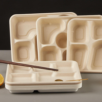 Assiette jetable classique compartimentée en bagasse compostable à base de plantes pour la maison, le bureau et la rentrée scolaire